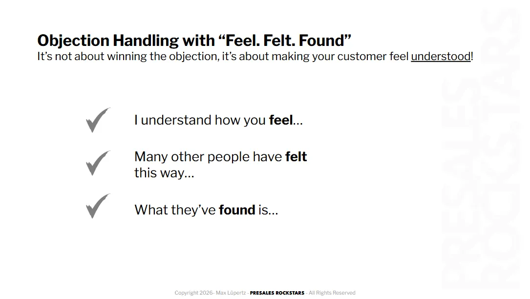Objection handling with Feel. Felt. Found.