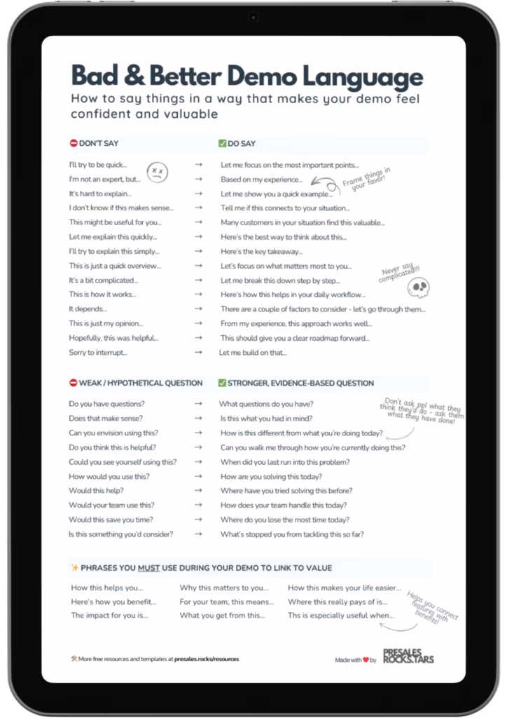 Cover of the free bad and better demo language cheat sheet